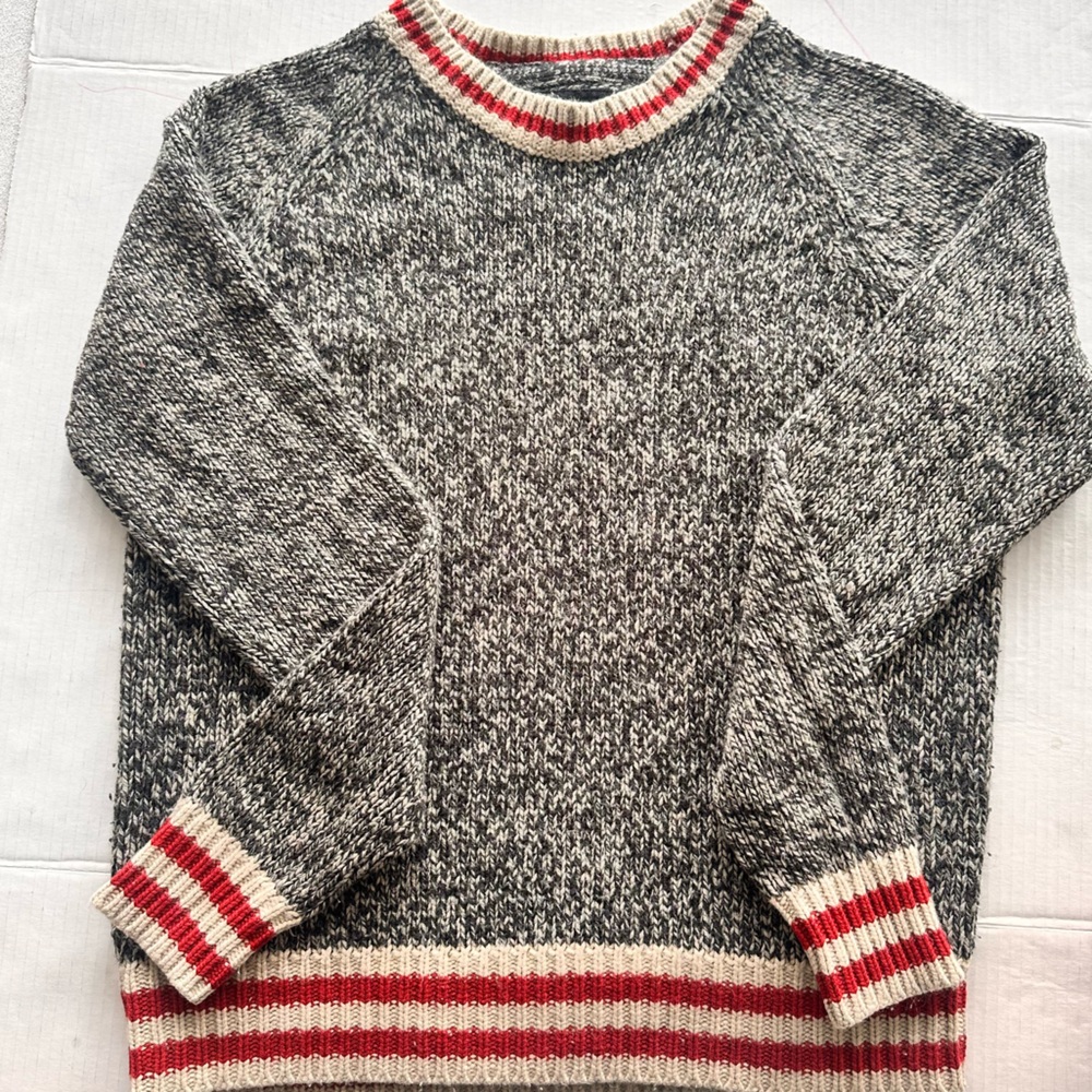 AMNESIA Cabin-Core Marled Knit Sweater | Retro Stripe | Women’s M